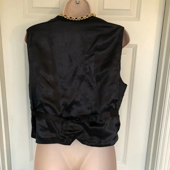 Sellecca Black vintage 80’s 90’s sequins glitter vest Medium adjustable back - Picture 6 of 11